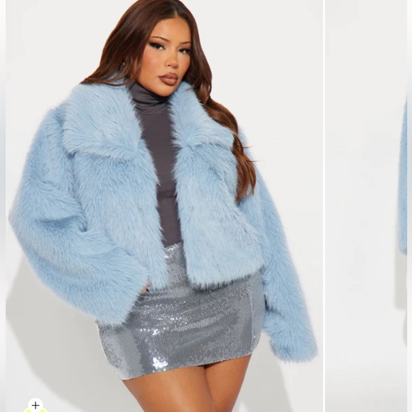Fashion Nova Light Blue Teddy Jacket - Picture 4 of 5